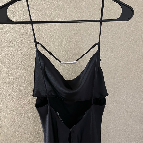 NWT! ZARA BEADED SATIN EFFECT DRESS BLACK - Picture 4 of 7